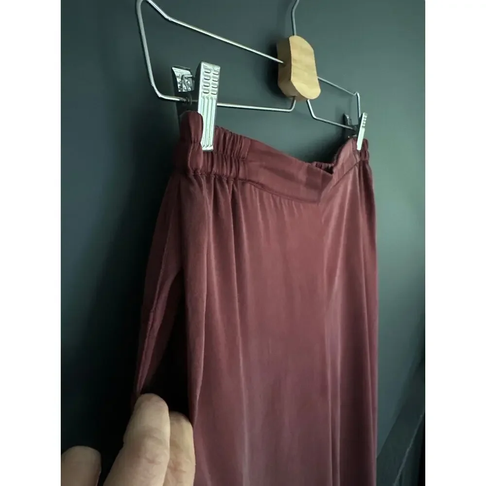 LUNYA Washable Silk High Rise Pajama Pants in Fancy Burgundy Size XL - Picture 6 of 11